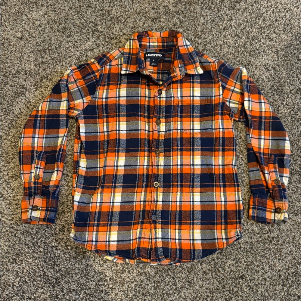 Kids blue & orange flannel size 7